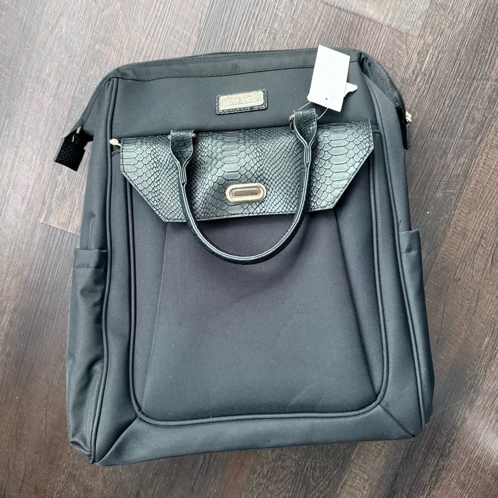 Nicole Miller Large Travel Laptop Backpack Bag Black